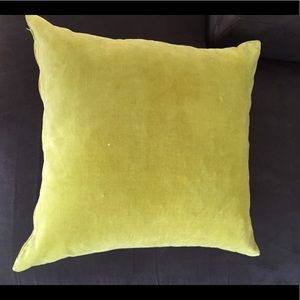 CB2 Green Velvet 23” x 23” Accent Pillow w/insert